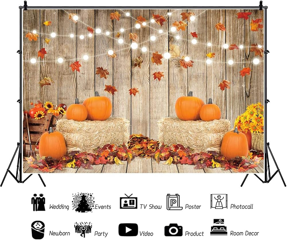 9X6Ft Fall Thanksgiving Halloween Photo Backdrop Fall Backdrops for Photography Autumn Pumpkin Harvest Barn Background Friendsgiving Party Supplies Farm Harvest Banner Decor Photo Props