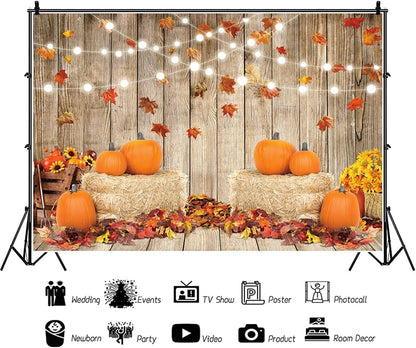 9X6Ft Fall Thanksgiving Halloween Photo Backdrop Fall Backdrops for Photography Autumn Pumpkin Harvest Barn Background Friendsgiving Party Supplies Farm Harvest Banner Decor Photo Props