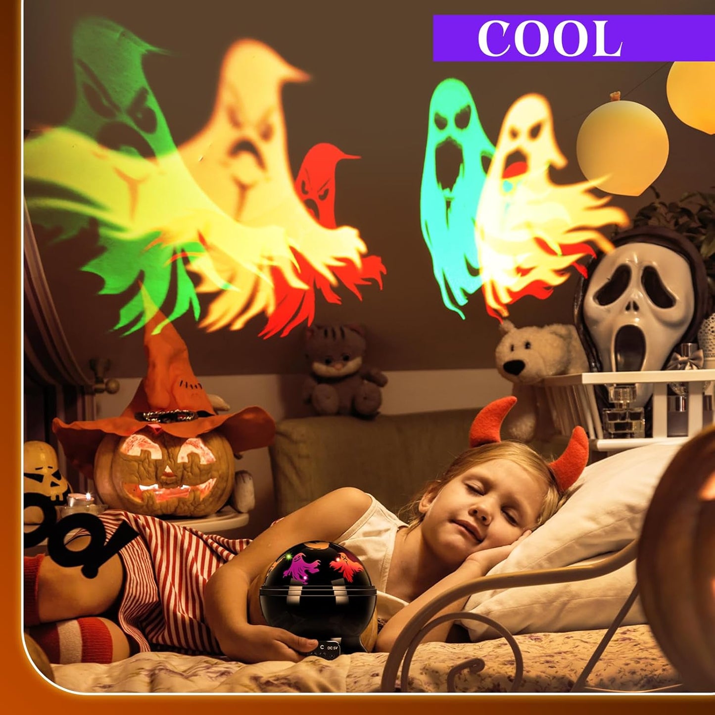 Indoor Halloween LED Projector Light with Spooky Ghosts for Holiday Decor