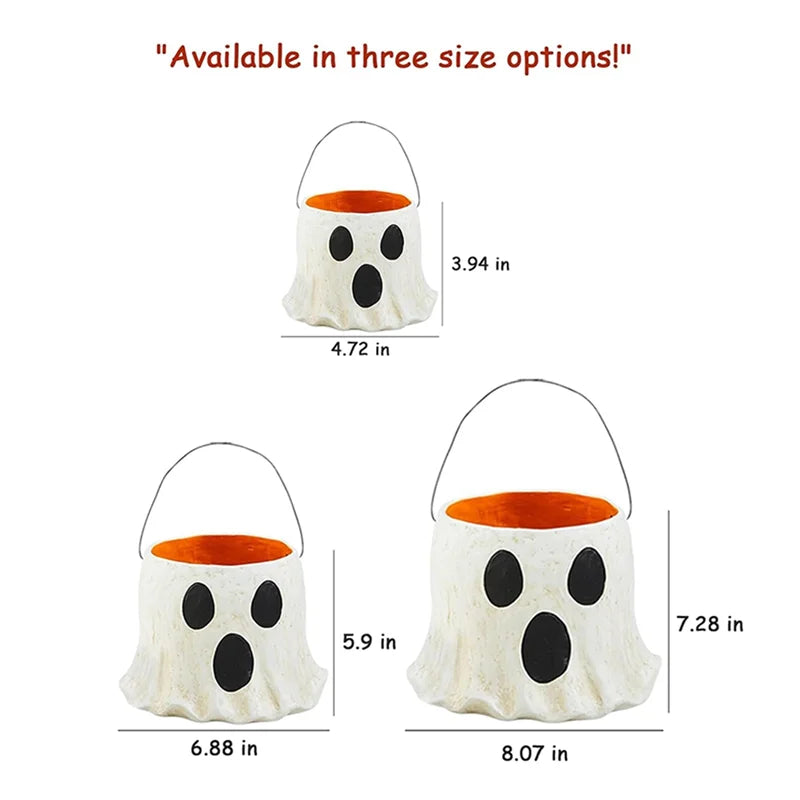 Promotion! Ghost Bucket Decor, Ghost Planter Pot, Ghost Bucket Vase, Halloween Ghost Bucket, Handmade Halloween Treat Buckets