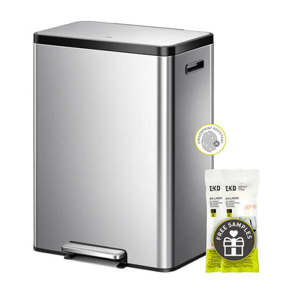 EKO Ecocasa II 36L+24L Dual Trash Can with Recycle Bin, Stainless Steel Garbage Can with Lid, Deodorizer Compartment, Fingerprint Resistant