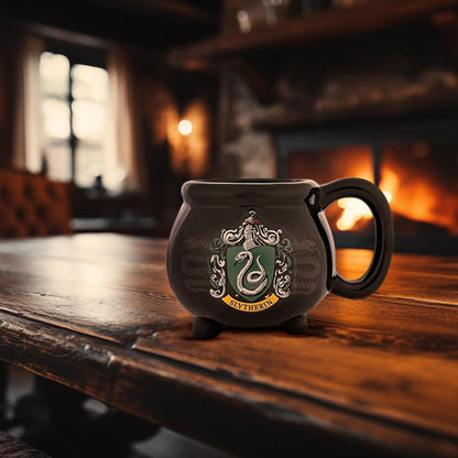 Harry Potter House Slytherin Crest Caldron Ceramic 3D Sculpted Mug, 20 Oz