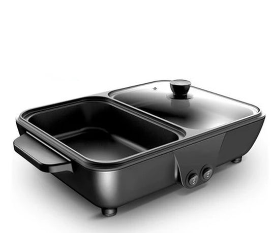 Hot Selling US/EU Multi-Function Portable 110/ 220V Electric Cooker Rinse Roast Dual-Use Hot Pot Electric Caldron for Family Use