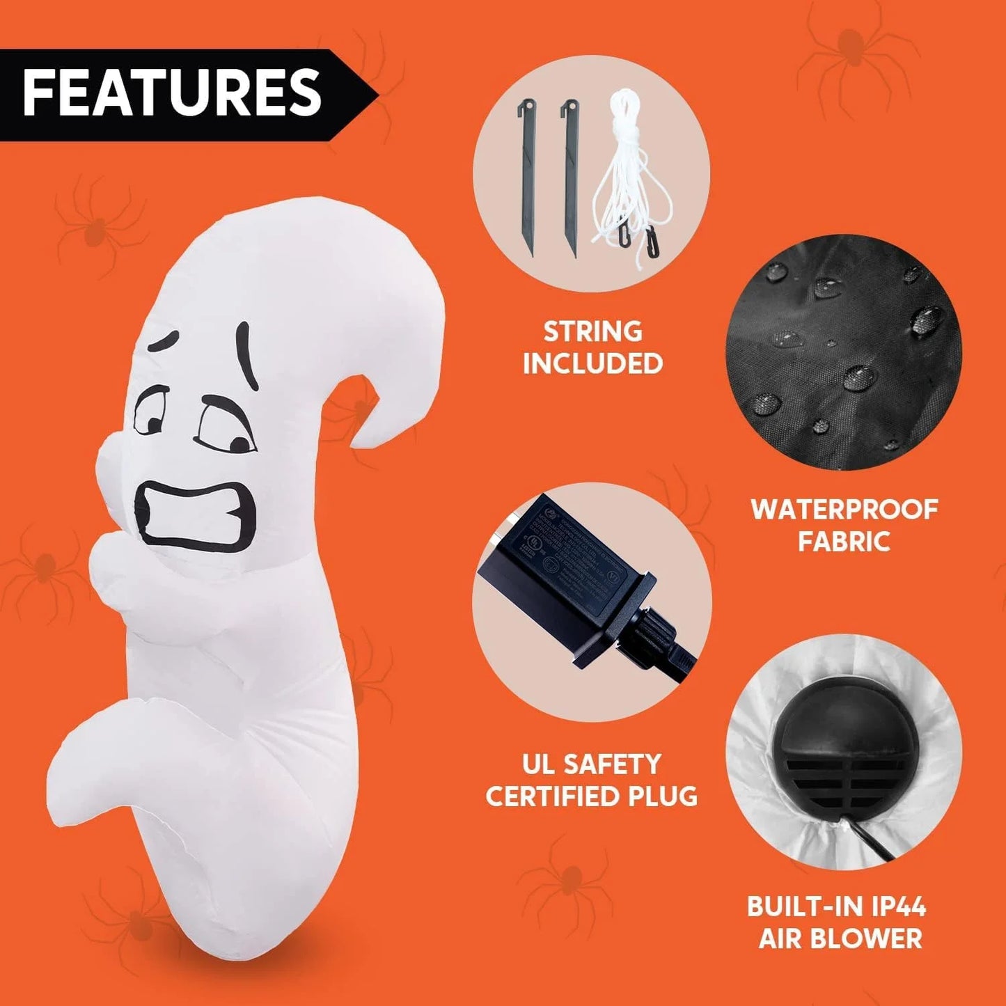 4Ft Halloween Inflatable Ghost Hugging Tree Inflatable with Build-In Leds,Outdoor Blow up Inflatables Yard Decoration Decorations