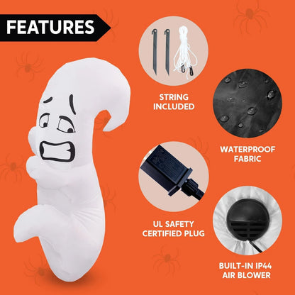 4Ft Halloween Inflatable Ghost Hugging Tree Inflatable with Build-In Leds,Outdoor Blow up Inflatables Yard Decoration Decorations