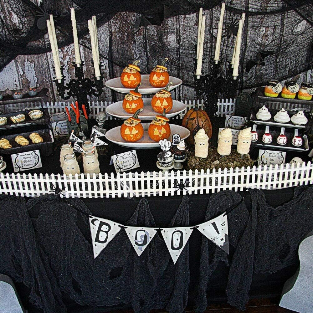 5.5Yardsx40" Include Hanging Outdoor Indoor Scary Creepy Halloween Office Party Door Window Giant Spider Wall Yard Table Car Lawn Cloth Decorations Cheesecloth Fabric (Black-B(5.5 Yards X 40 Inch ))