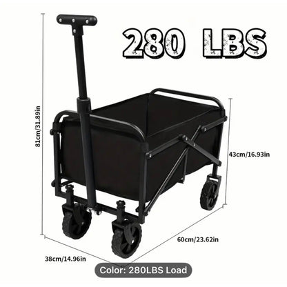 Collapsible Wagon with Wheels, 280 Lbs Wagons Carts Foldable Wagon Cart 70L Cap