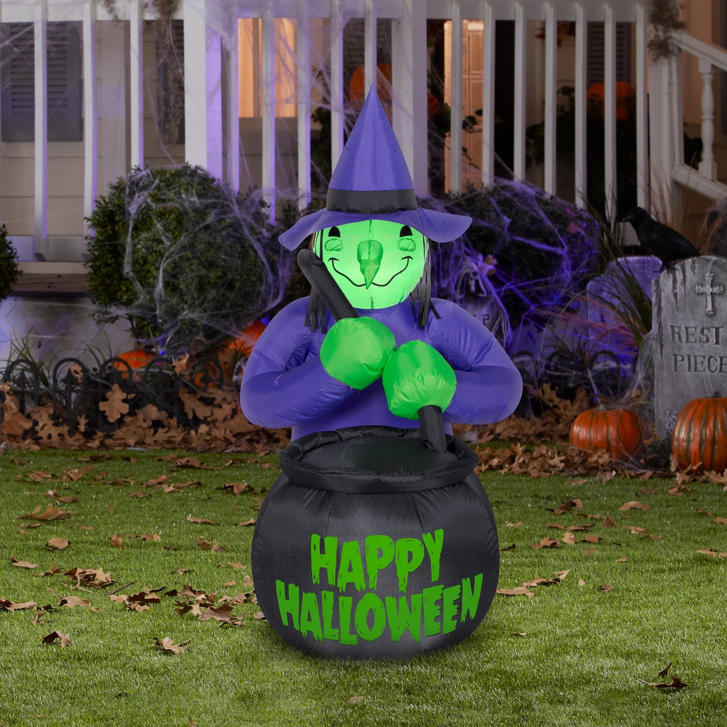 Airblown Inflatables G08 73258X Witch with Caldron, Multi Color