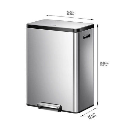 EKO Ecocasa II 36L+24L Dual Trash Can with Recycle Bin, Stainless Steel Garbage Can with Lid, Deodorizer Compartment, Fingerprint Resistant